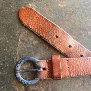 Guess Jeans Women's Tan Leather Belt with Round Buckle